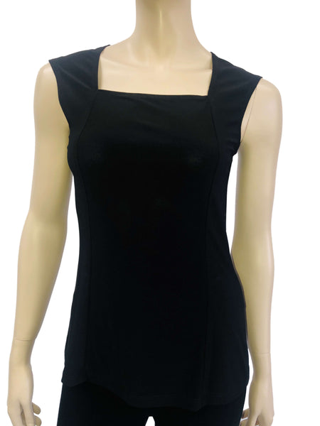 Women's Camisole Black 50% Off Quality Stretch Knit Fabric Flattering Square Neckline Made in Canada