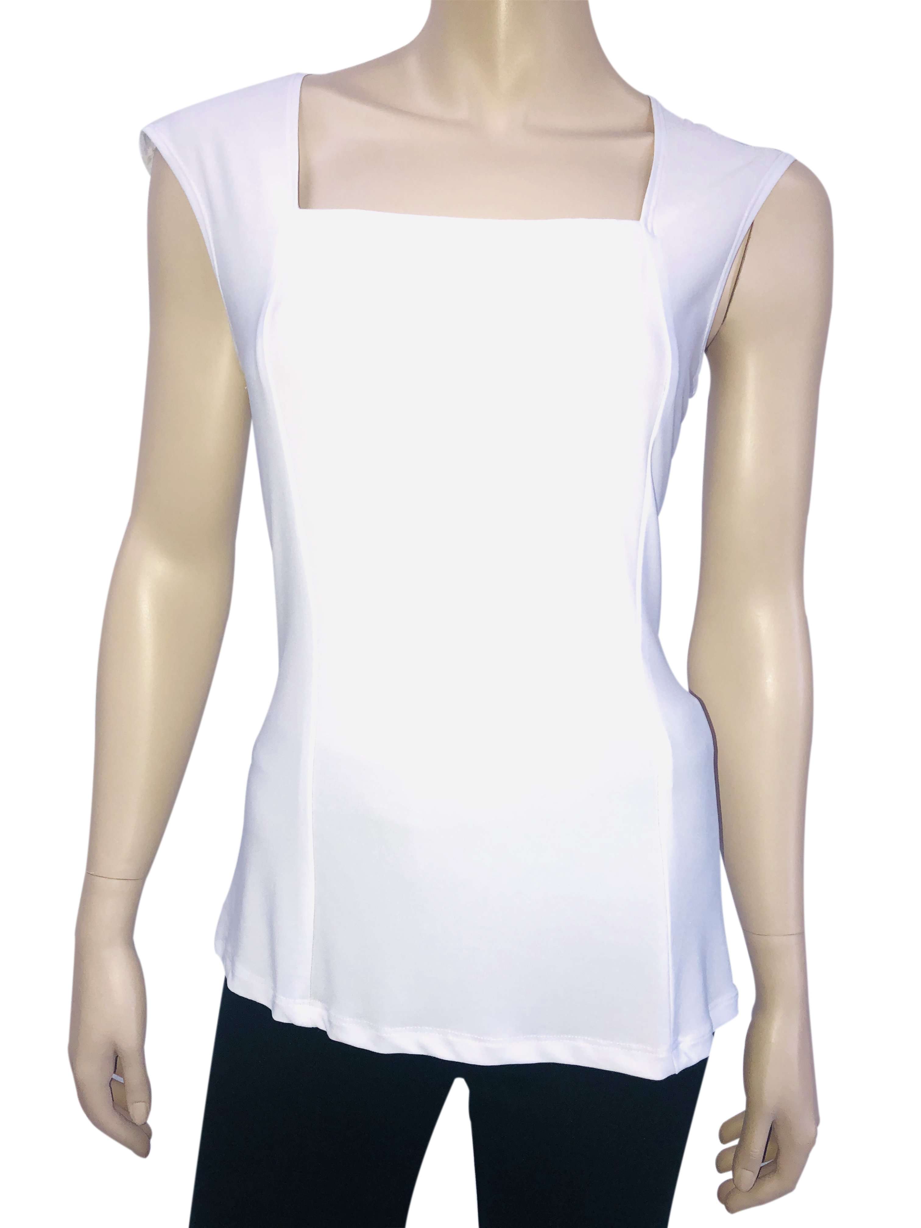 Women's White Camisole 50% Off Flattering Stretch Knit Fabric Made in Canada - Yvonne Marie - Yvonne Marie