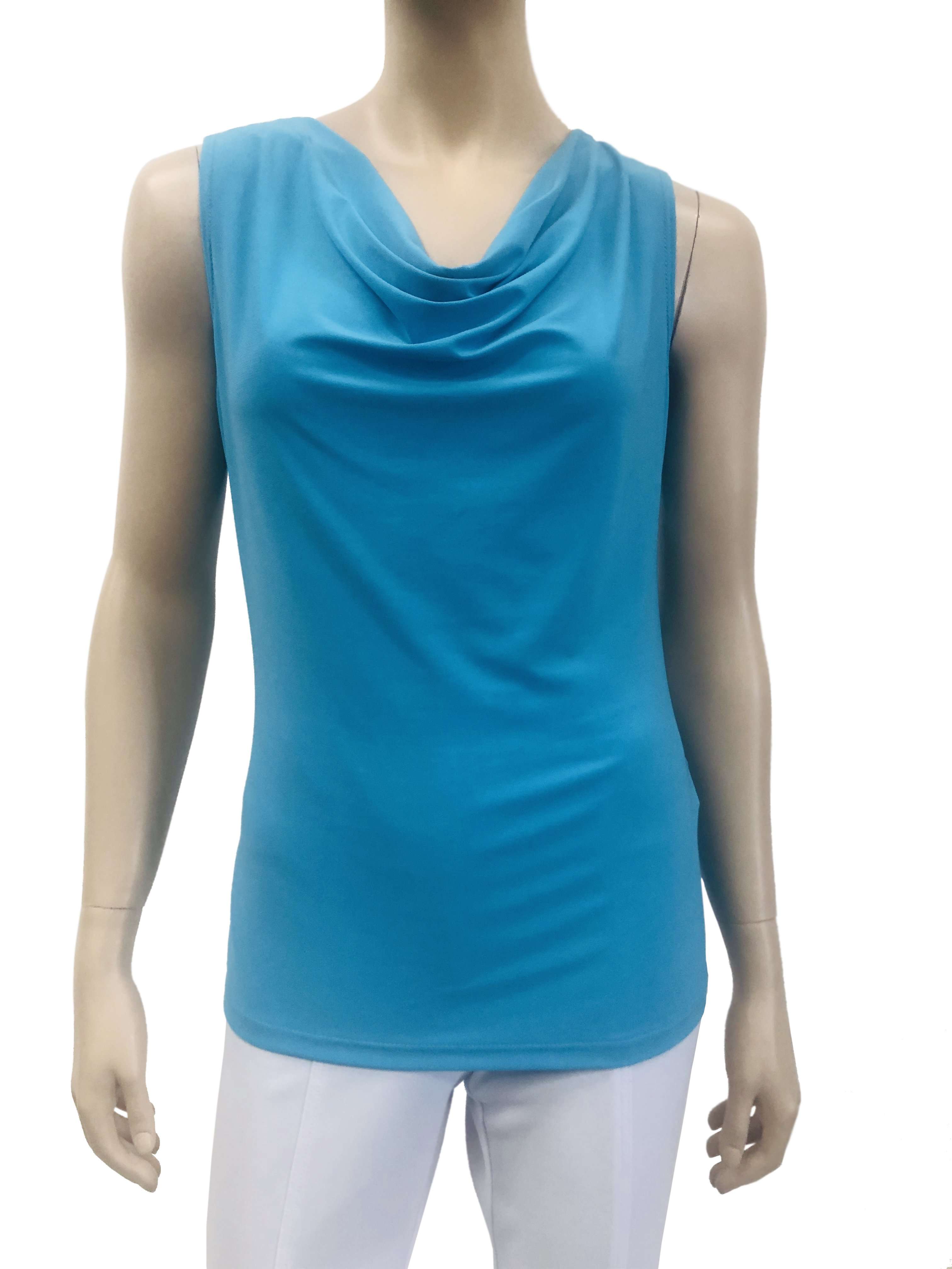 Womens Turquoise Draped Neck Camisole - Made in Canada - On Sale - Yvonne Marie - Yvonne Marie