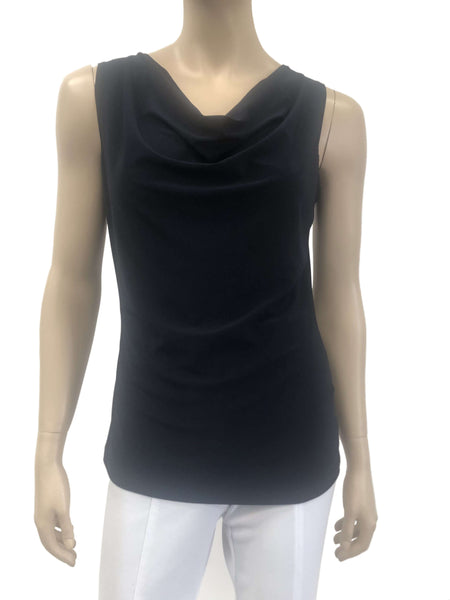 Women's Navy Draped Neckline Top Quality Fabric and Fit Noe 50% off Made in Canada