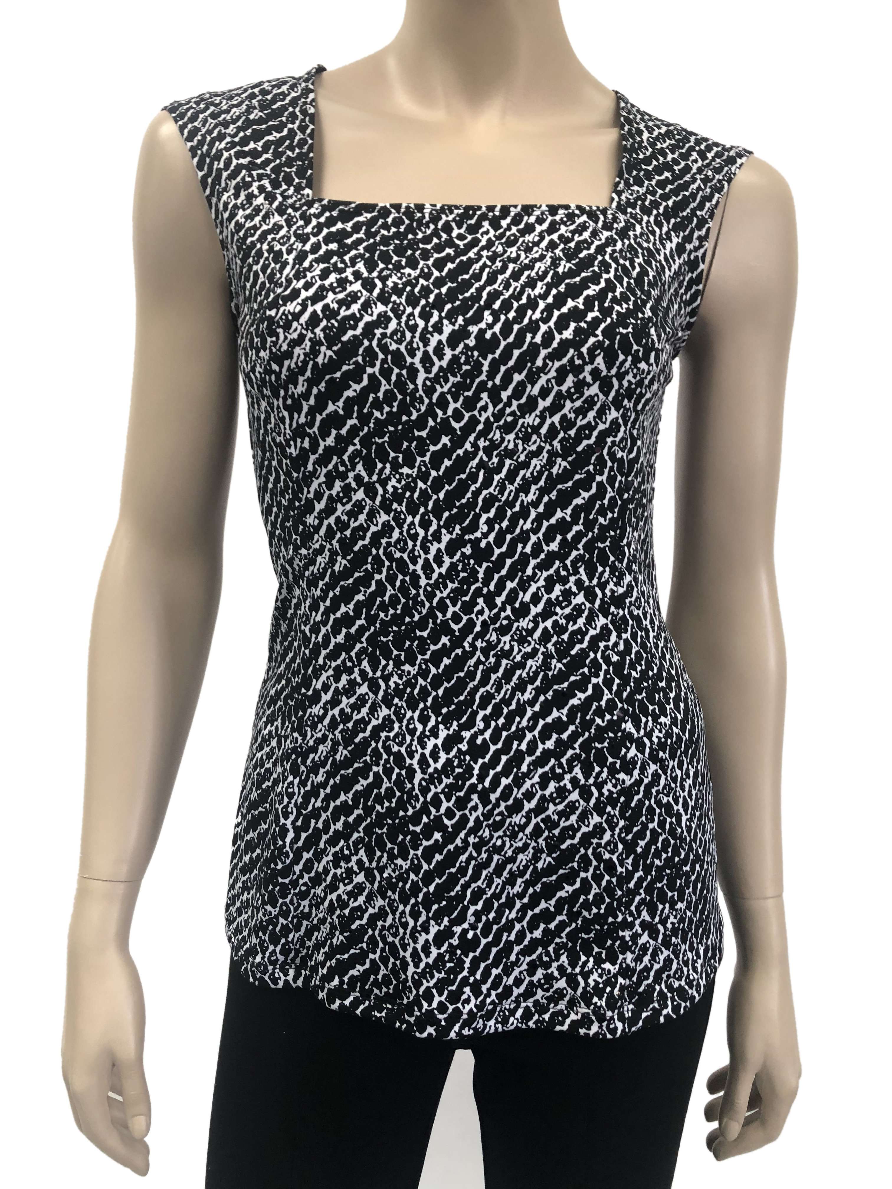 Camisole Top Black and White Elegant Top For Weddings Stretch Quality Knit Fabric Made in Canada On Sale - Yvonne Marie - Yvonne Marie