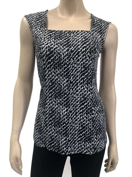 Camisole Top Black and White Elegant Top For Weddings Stretch Quality Knit Fabric Made in Canada On Sale
