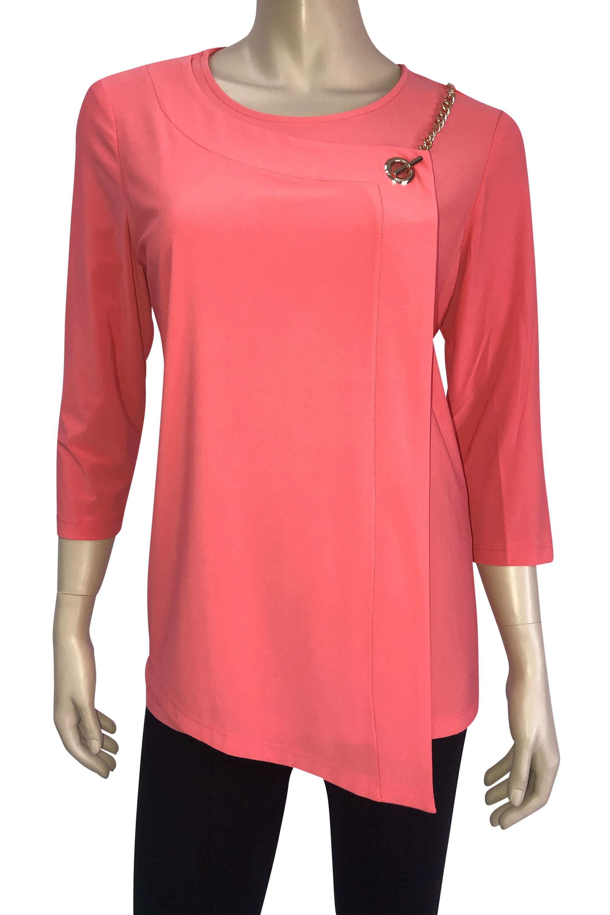 Women's Top Coral Stunning Design Flattering Fit Made in Canada - Yvonne Marie - Yvonne Marie