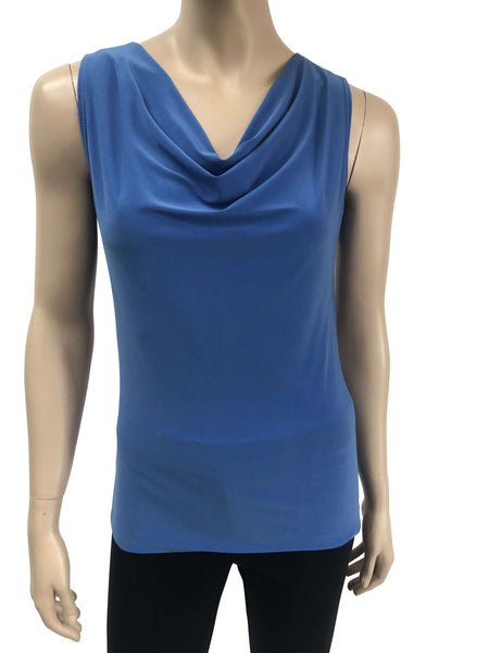Women's Camisole Sky Blue Draped Neckline Quality Fabric and Fit - Made in Canada