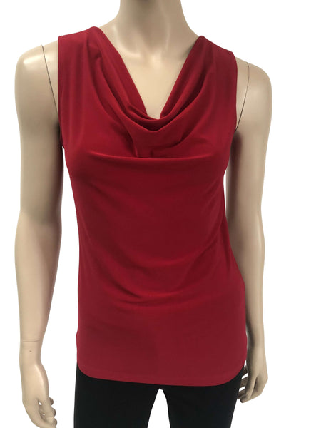 Women's Camisole Red Draped Neckline Quality Fabric and Fit - Made in Canada