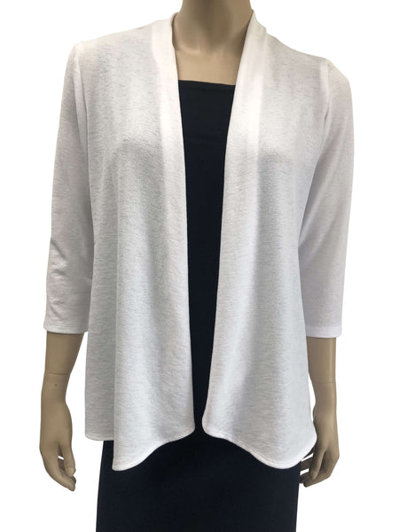 Women's White Cardigan Jacket Soft White Quality Knit Fabric Our Best Seller Made in Canada Shop Yvonne Marie Boutiques Quality Women's Fashion Made in Canada