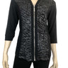 Women's Blouse Black Zipper Front With Faux Leather Detail Quality Fit And Fabric Made Canada - Yvonne Marie - Yvonne Marie