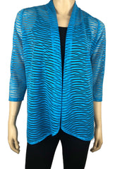 Women's Cardigans on Sale Blue Stretch Knit Fabric Made in Canada - Yvonne Marie - Yvonne Marie