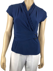 Women's Top Denim Cross Over Style Flattering Fit with Ornament Detail Made in Canada - Yvonne Marie - Yvonne Marie