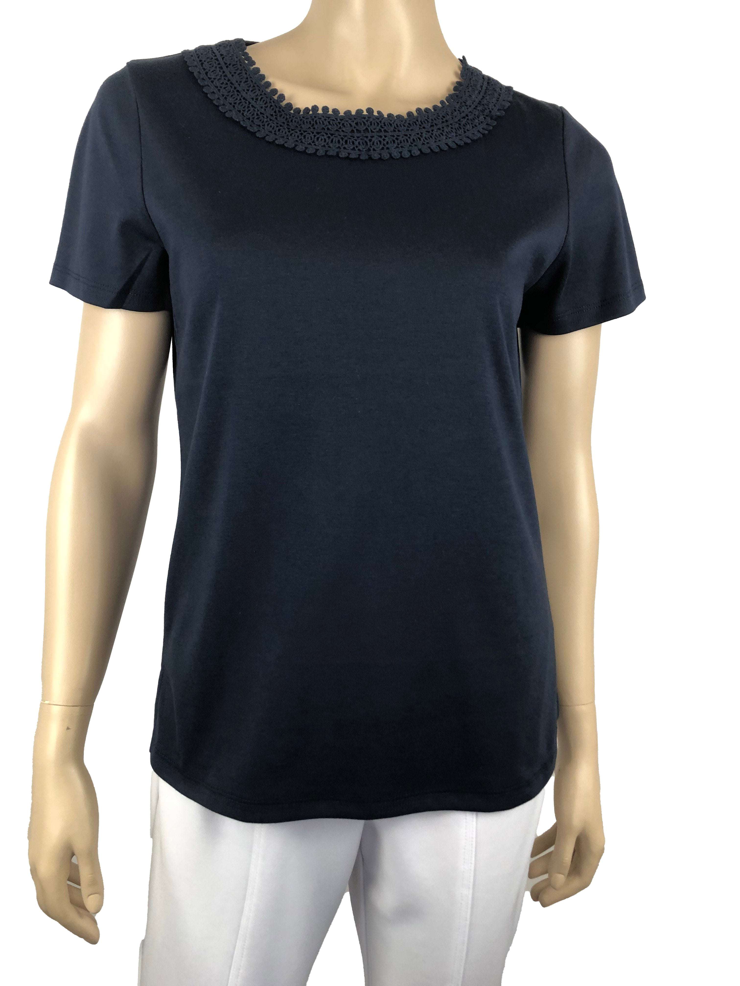 Women's Top Navy Cotton Quality Knit Top Yvonne Marie Boutiques - Yvonne Marie - Yvonne Marie