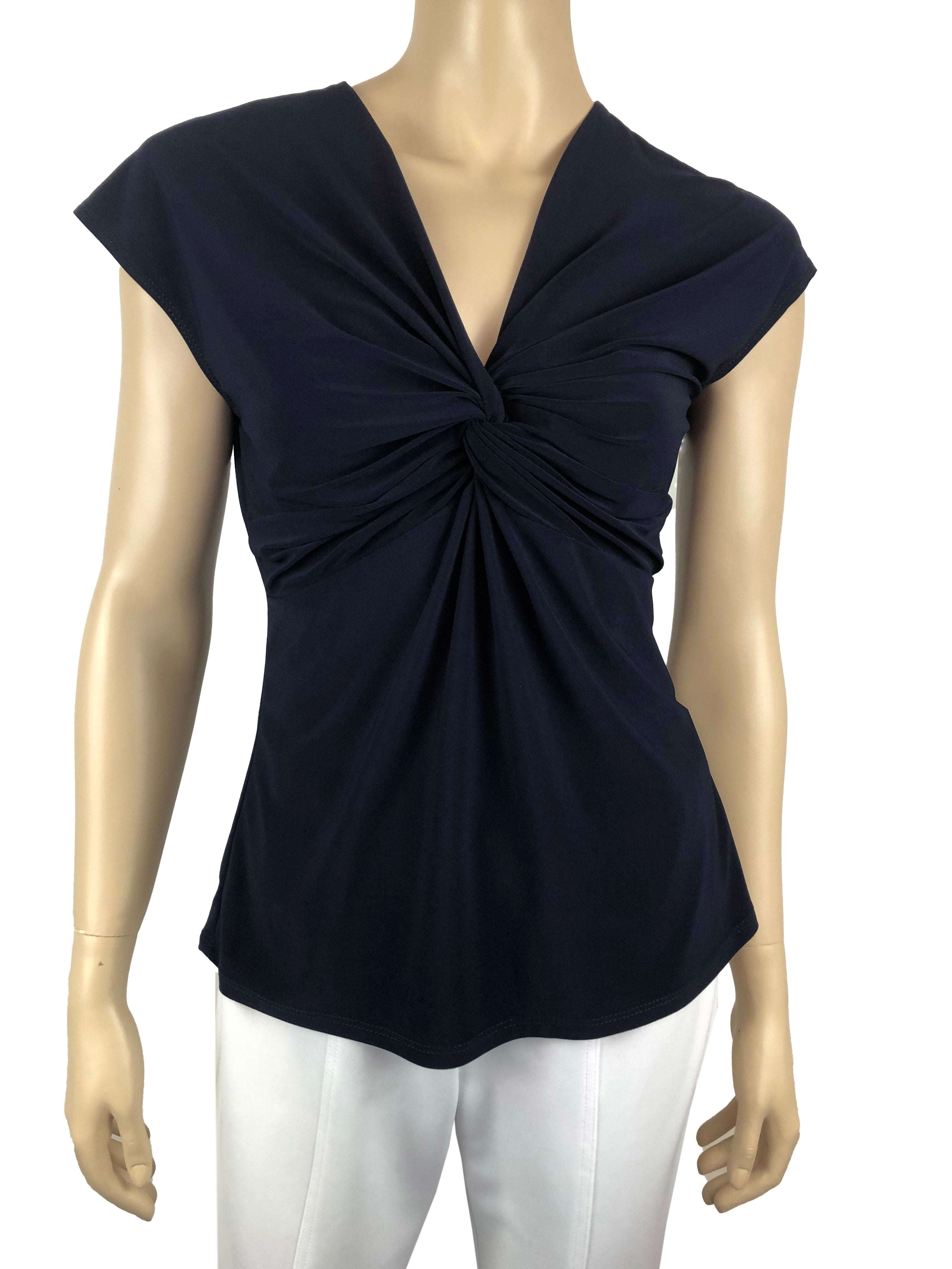 Women's Top Navy Cami Top Flattering Twist Front Design Quality Made i –  Yvonne Marie