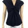 Women's Top Navy Cami Top Flattering Twist Front Design Quality Made in Canada - Yvonne Marie - Yvonne Marie