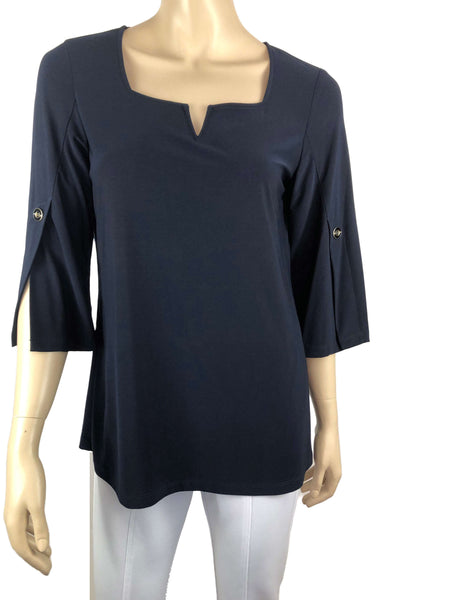 Women's Navy Top Amazing Neckline Quality Fabric Made in Canada Our Best Seller