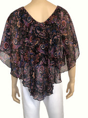Women's Blouse Mauve Paisley Print Chiffon Made In Canada - Yvonne Marie - Yvonne Marie