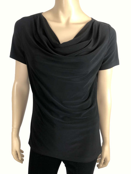 Women's Tops on Sale Black Draped Neckline Flattering Fit XLARGE SIZES Made in Canada Yvonne Marie Boutiques