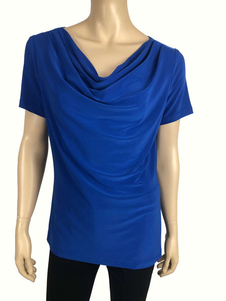 Women's Royal Blue Top on Sale 50% off Royal Blue Draped Neck Top Made in Canada