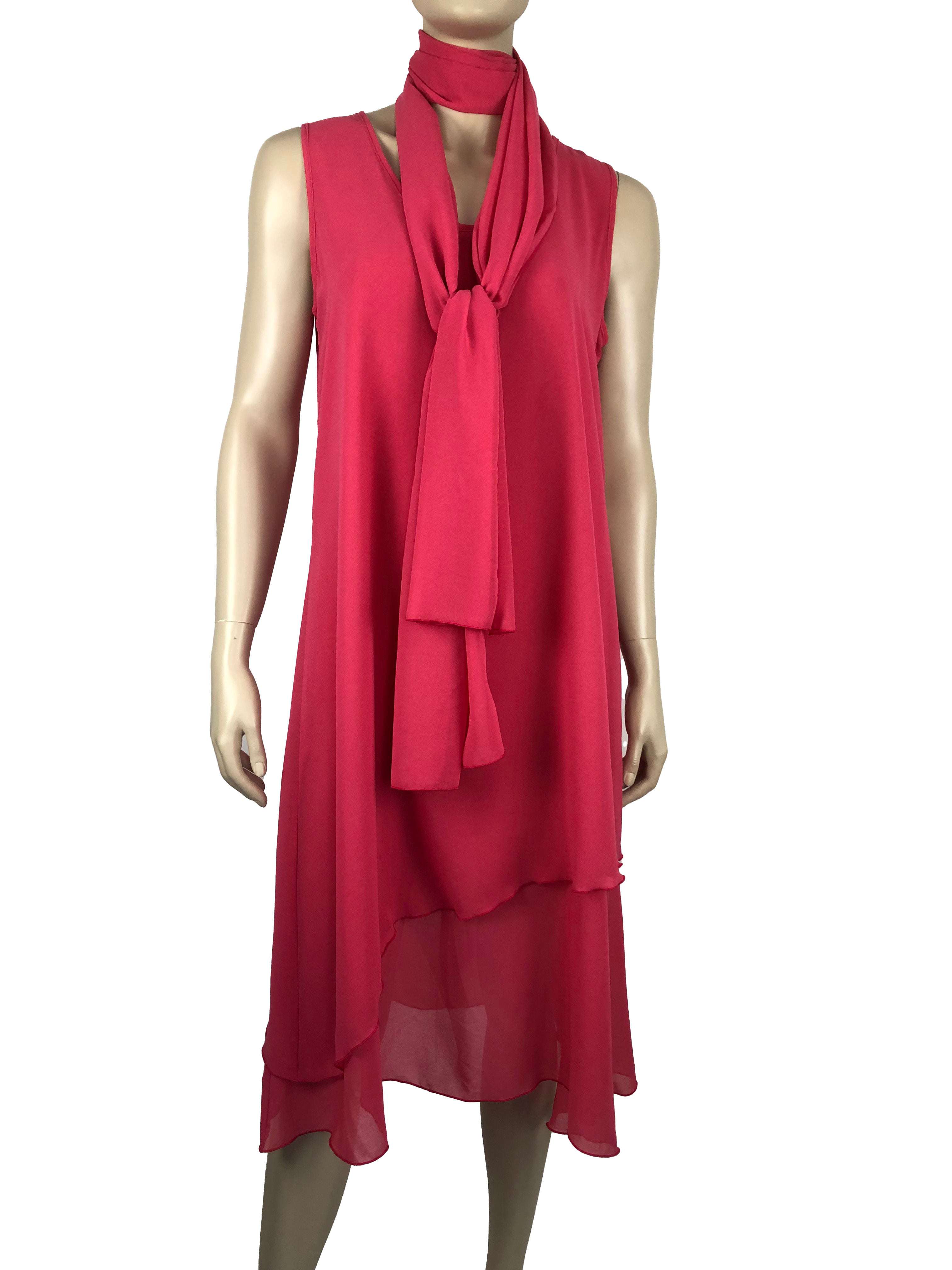 Women's Dress Special Occasion Coral Layered Chiffon Dress Includes Shawl Flattering Fit Quality Made in Canada Yvonne Marie Boutiques - Yvonne Marie - Yvonne Marie