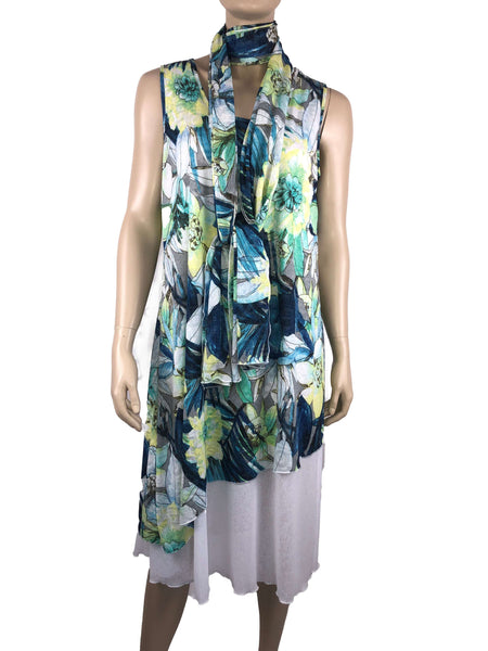 Women's Dresses Canada Soft Colorful Print Layered Flattering Design Includes Shawl Best Quality Stretch Fabric Made in Canada Yvonne Marie Boutiques