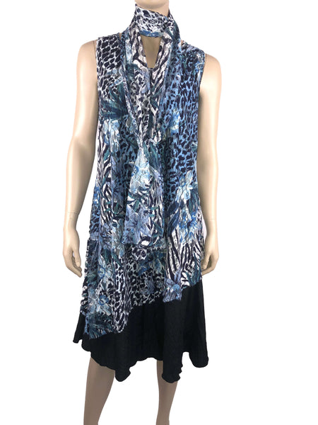 Women's Blue Lace Dress Quality Stretch fabric Flattering Fit Yvonne Marie Boutiques Canada On sale Now