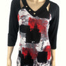 Women's Tops Red And Black Print With Cut Out Neckline - Made In Canada Quality Fabric Amazing Fit - Yvonne Marie - Yvonne Marie