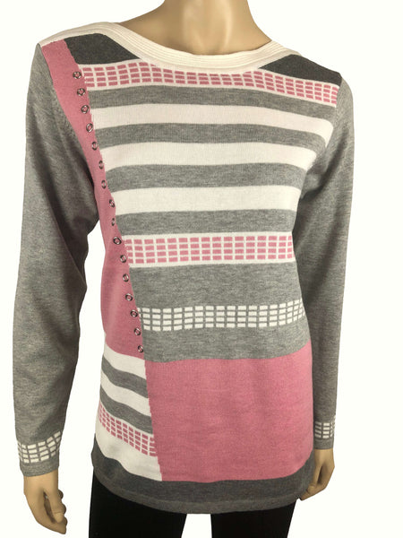 Women's Sweaters Rose Geometric Design