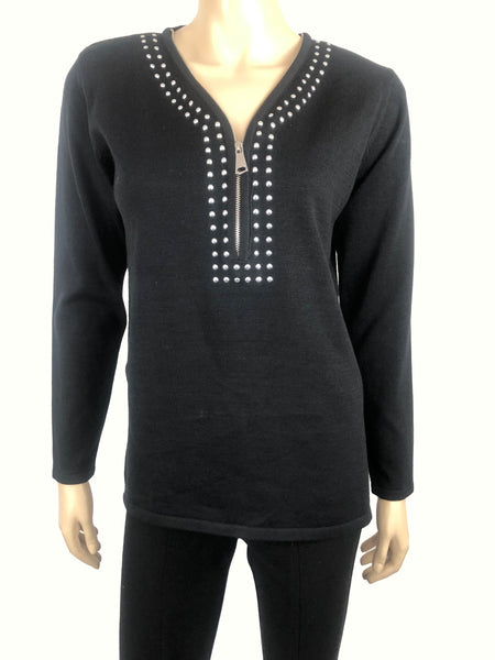 Women's Black Top Quality Stretch knit Fabric Amazing Fit Zipper Detail And So Much More Shop Now For Limited Quanities