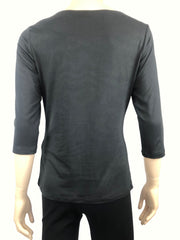 Women's Black Tops 50% Off Black Draped Neck Soft Quality Stretch Knit Fabric Made in Canada - Yvonne Marie - Yvonne Marie