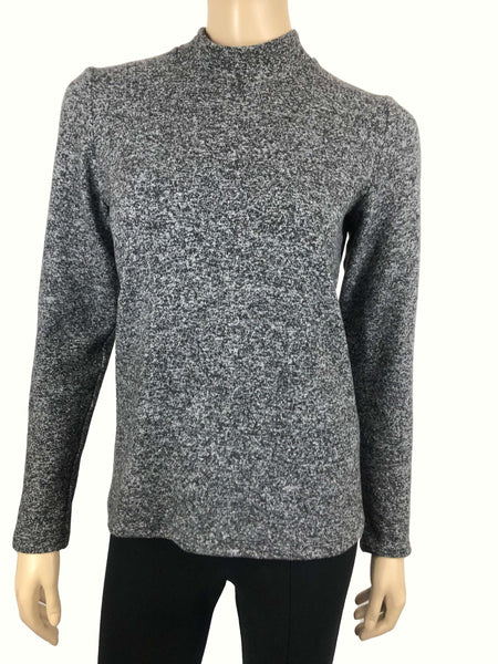 Women's Sweater Grey Mix Soft Knit Fabric - Made In Canada