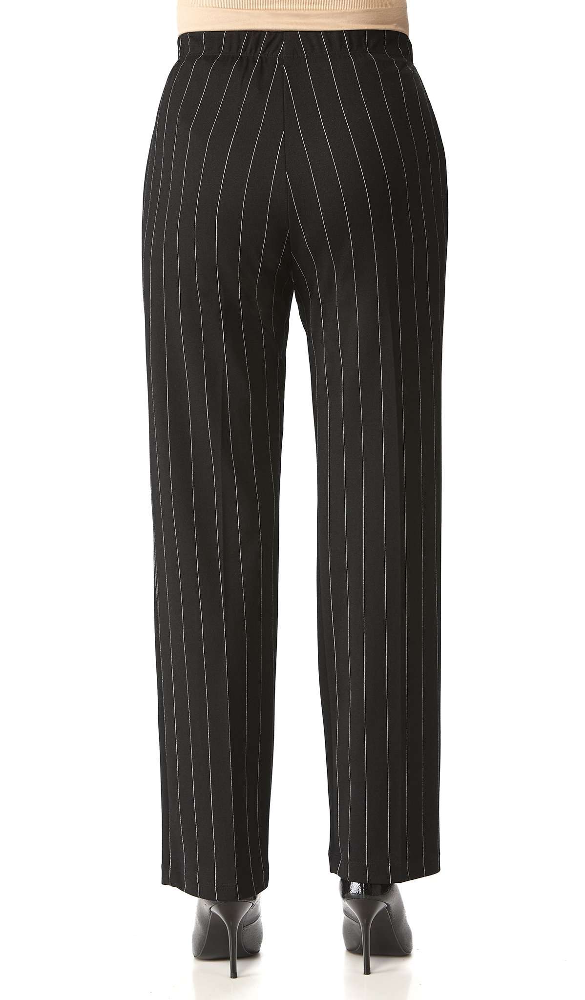 Women's Pants On Sale Black Pinstripe Quality Stretch Pant Pull On Design  Made in Canada