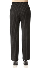 Women's Pants On Sale Black Pinstripe Quality Stretch Pant Pull On Design Made in Canada - Yvonne Marie - Yvonne Marie