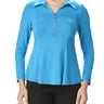 Women's Turquoise Blouse Amazing Quality Fit and Fabric Zipper Front Flattering Fit Proudly Made in Canada - Yvonne Marie - Yvonne Marie