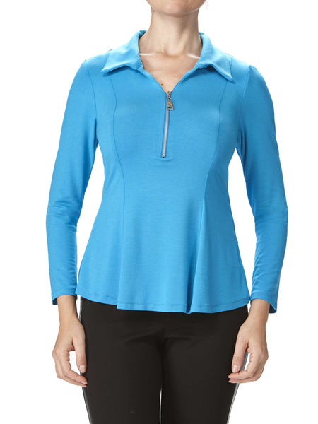 Women's Turquoise Blouse Amazing Quality Fit and Fabric Zipper Front Flattering Fit Proudly Made in Canada