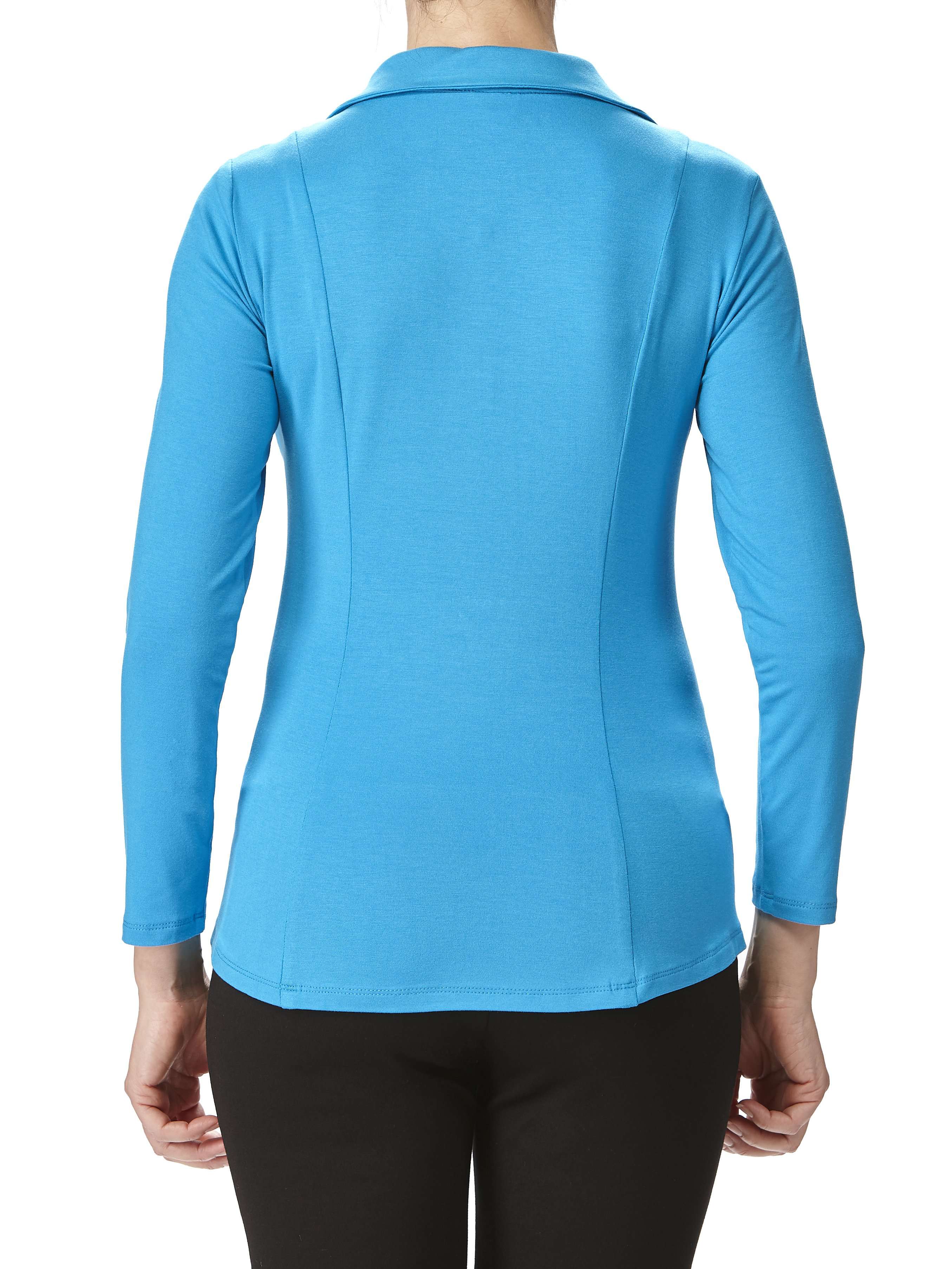 Women's Turquoise Blouse Amazing Quality Fit and Fabric Zipper Front Flattering Fit Proudly Made in Canada - Yvonne Marie - Yvonne Marie