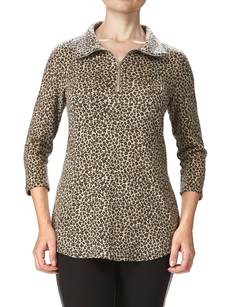 Women's Sweater Top Soft Tan Animal Print on Sale Made in Canada Best Seller Amazing Fit
