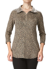 Women's Sweater Top Soft Tan Animal Print on Sale Made in Canada Best Seller Amazing Fit - Yvonne Marie - Yvonne Marie