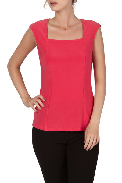 Women's Camisole Coral with Square Neckline Quality Stretch Fabric Made in Canada