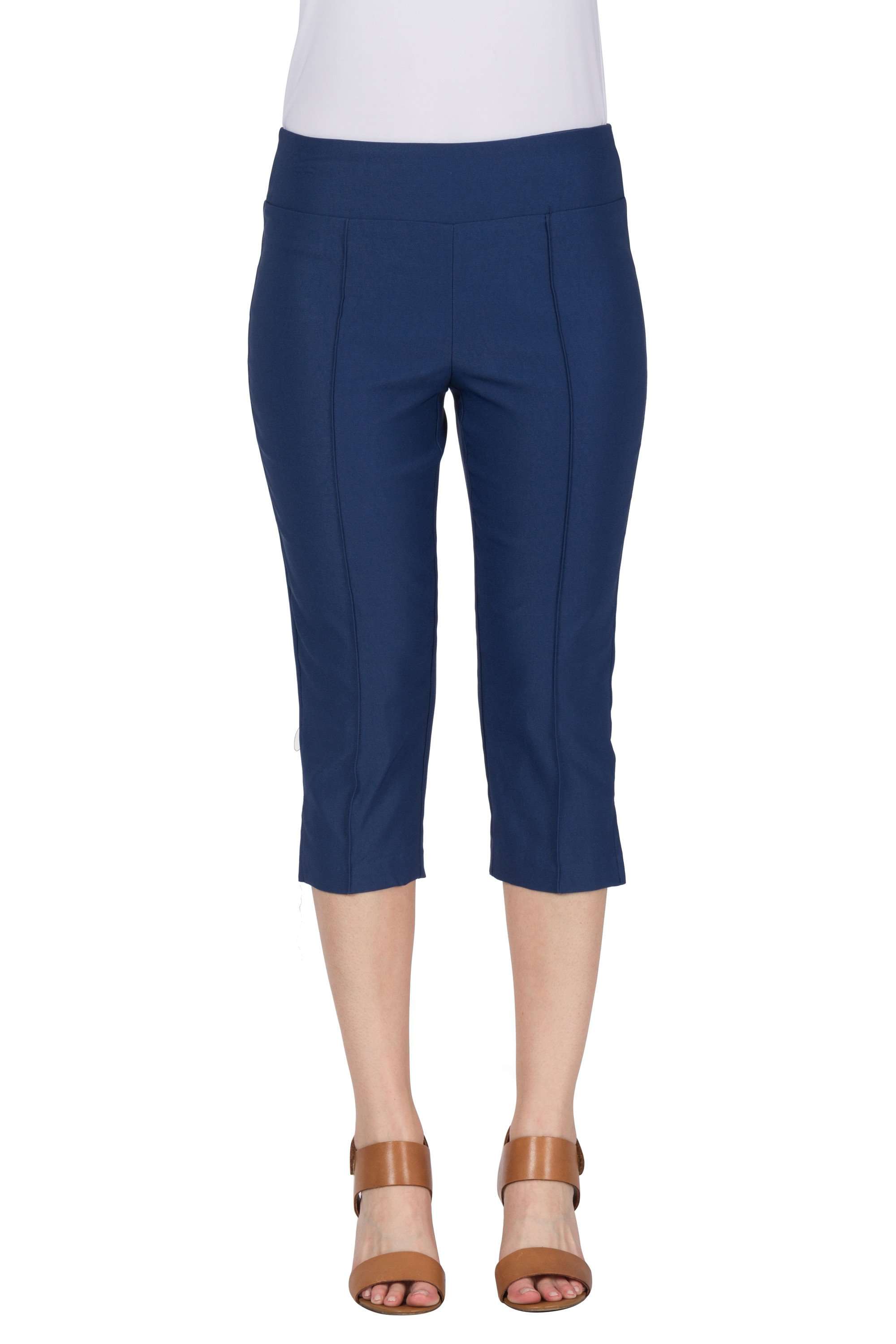 Women's Denim Dark Blue Stretch Capri - Yvonne Marie - Yvonne Marie