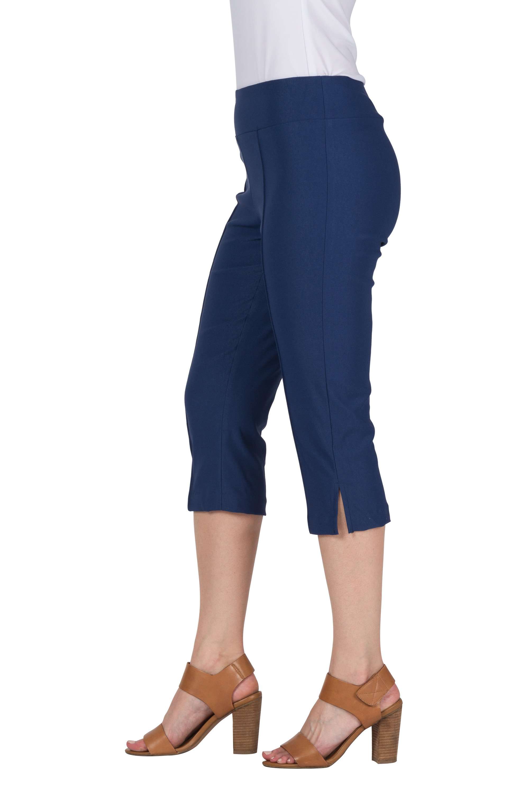 Women's Denim Dark Blue Stretch Capri - Yvonne Marie - Yvonne Marie