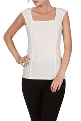 Women's Camisole Ivory Square Neckline Quality Stretch Knit Fabric Made in Canada - Yvonne Marie - Yvonne Marie