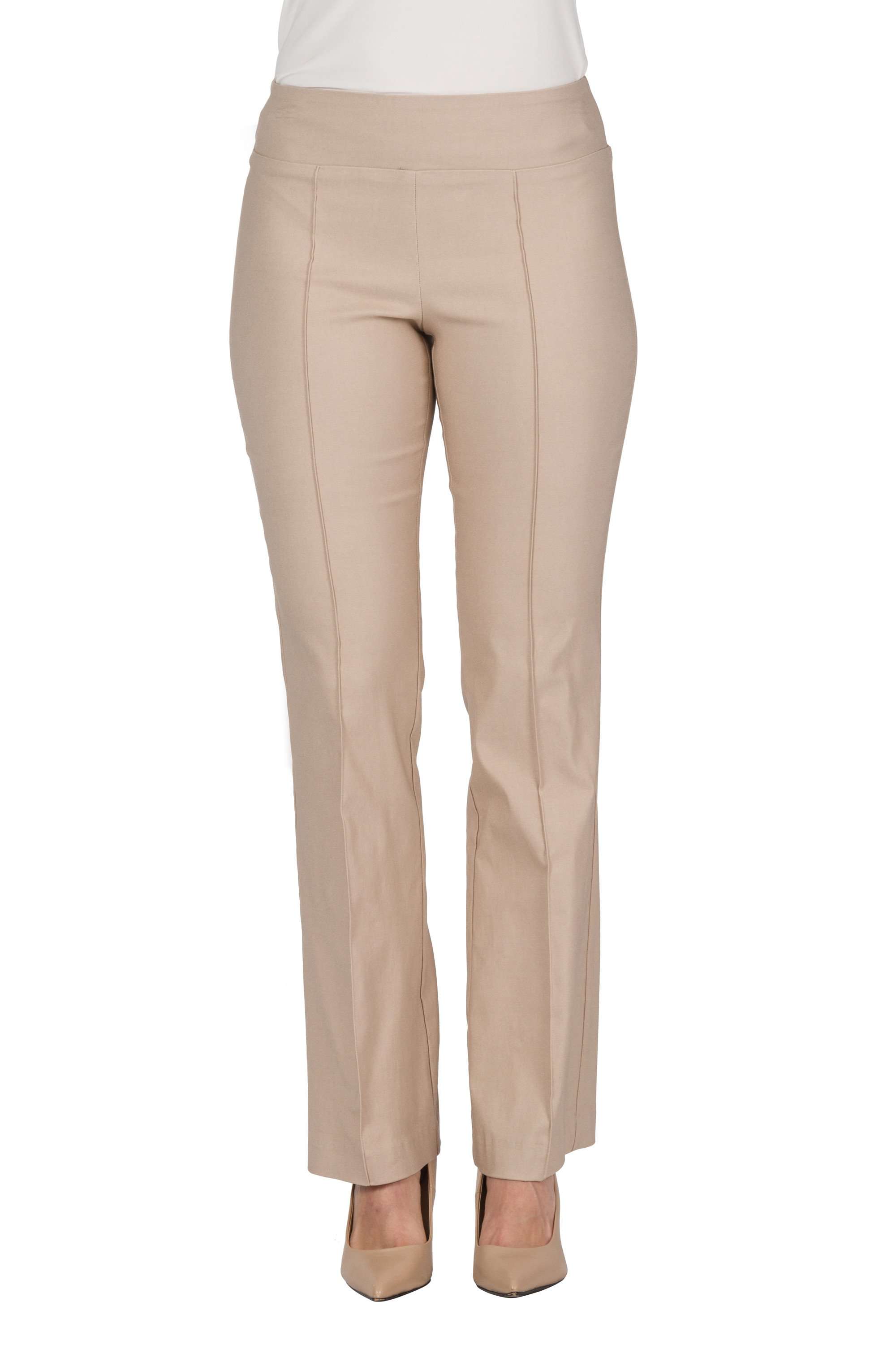 Women's Pants Tan "Miracle Fit" Stretch Pant - Made in Canada - Yvonne Marie - Yvonne Marie