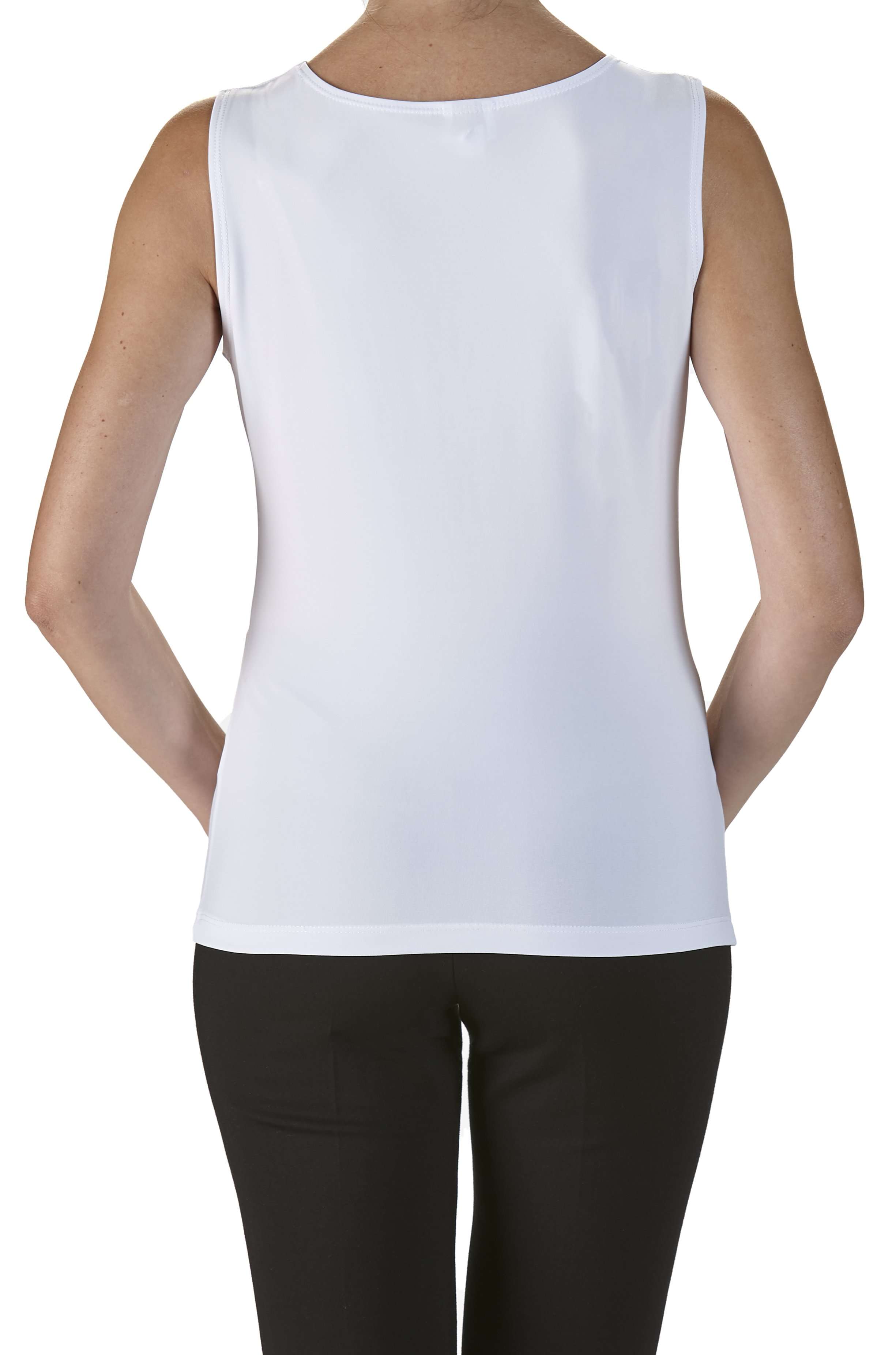 Women's White Draped Neckline Camisole Tank Top Quality Stretch Fabric Now 50% off Made in Canada - Yvonne Marie - Yvonne Marie