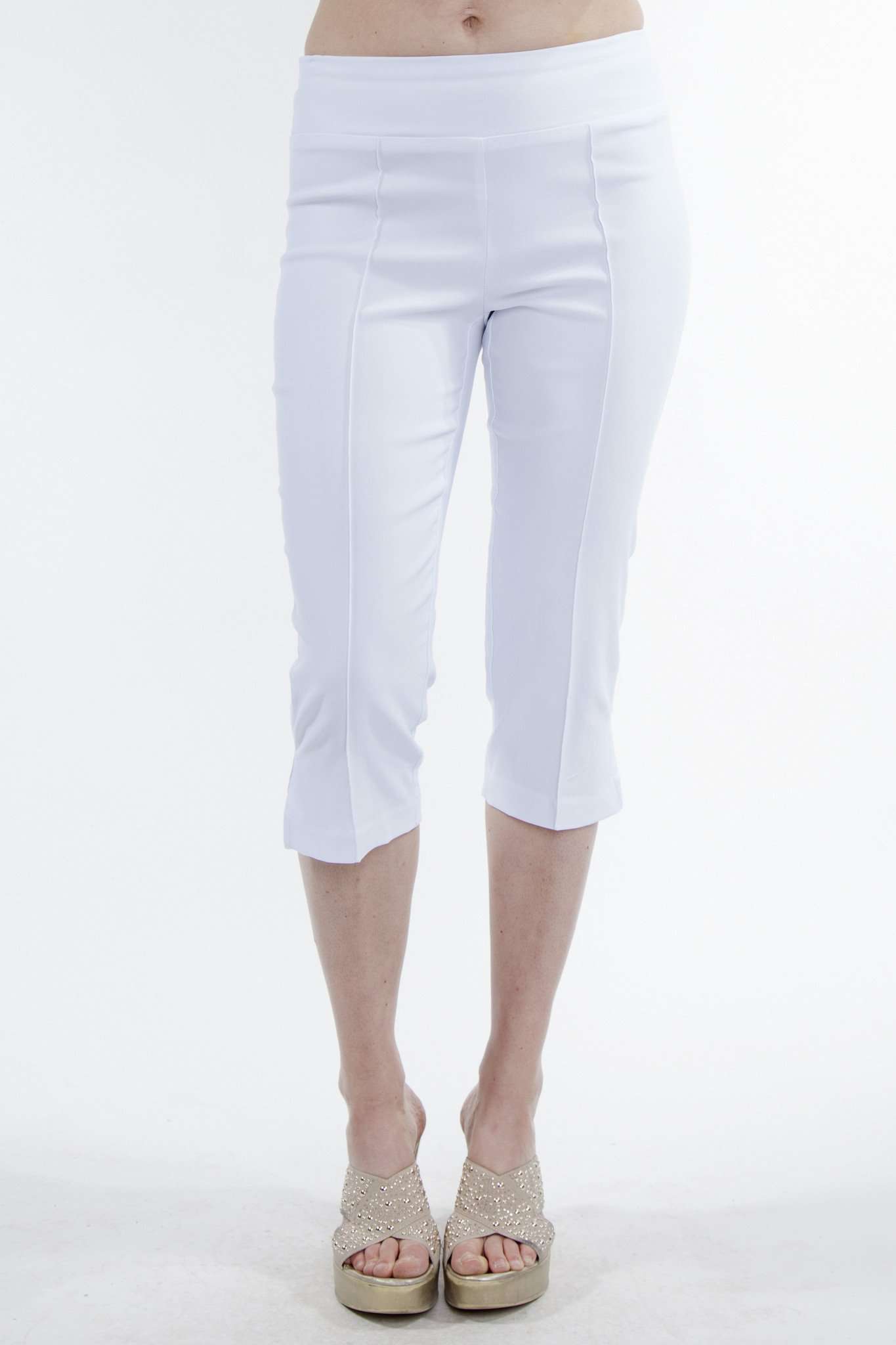 Women's White Stretch Capri