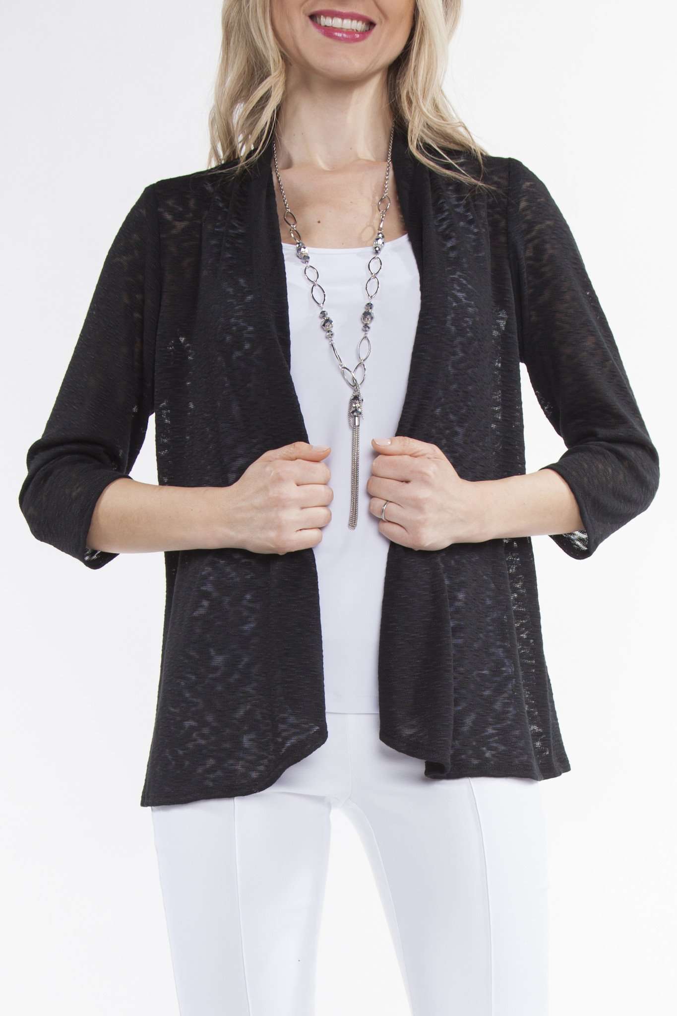 Women's Cardigan Black Cover up Jacket On Sale Quality Fabric Amazing Fit Our best Seller Made In Canada Shop Yvonne Marie Boutiques Over 30 Years Loyal Clients - Yvonne Marie - Yvonne Marie