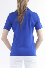 Women's Top Polo Royal Blue Button Front Quality Fabric Made in Canada - Yvonne Marie - Yvonne Marie